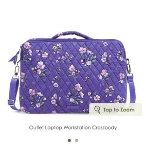New Vera Bradley Wild Roses Floral Quilted Laptop Crossbody Bag #171